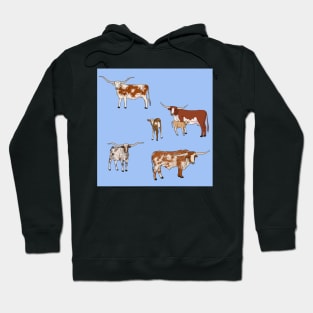 Texas Longhorn Pattern Blue Hoodie